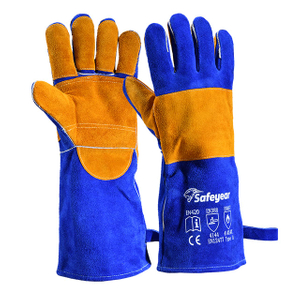Rękawice spawalnicze skórzane FL-1023 niebieskie